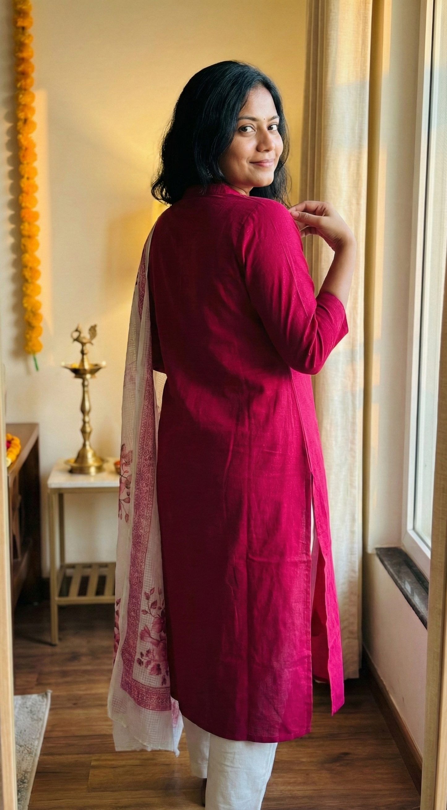 Wine Red Cut Dana & Moti Work Vichitr Kurti Set | Collar Neck Festive Suit | 3-Piece Traditional Outfit