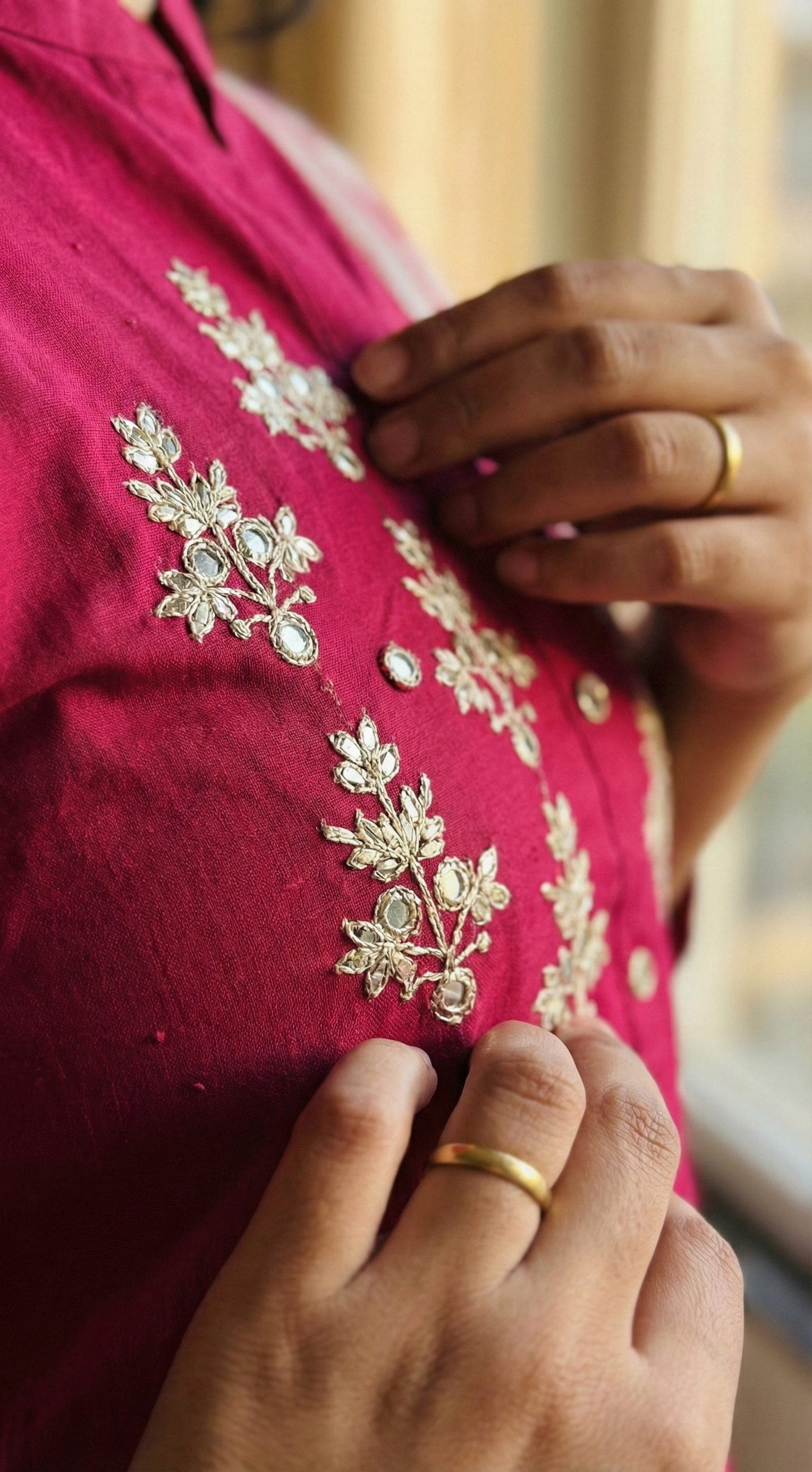 Wine Red Cut Dana & Moti Work Vichitr Kurti Set | Collar Neck Festive Suit | 3-Piece Traditional Outfit